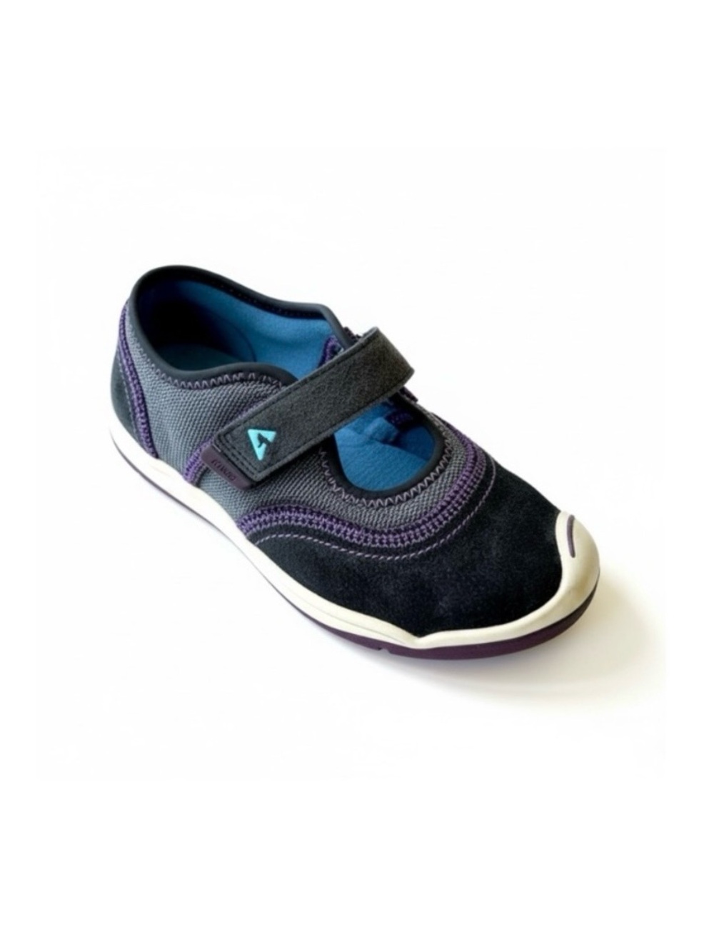 PLAE Emme Maryjane Shoe Sneaker Girls Mary Jane Gray Suade Purple Velcro Strap